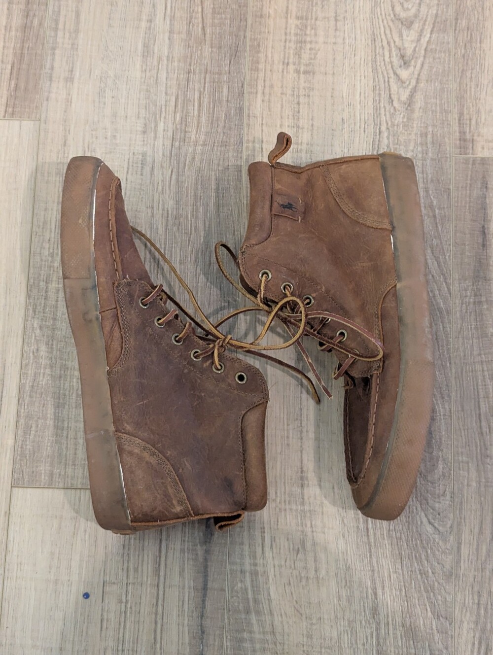 Polo Ralph Lauren Tedd Waxy Pull Up Leather Chukka Boots Men's 10.5D Brown - Picture 7 of 12